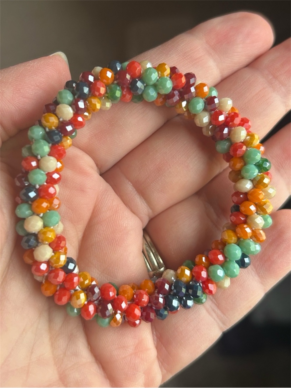 Handmade Bohemian Elastic Glass Bead Bracelet - Multi-Color Stretchable - Picture 7 of 10